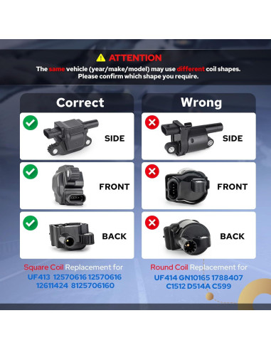 ENA Juego de 8 Bobinas de Encendido Cuadradas para Chevrolet y GMC