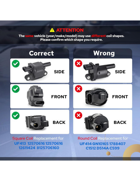 ENA Juego de 8 Bobinas de Encendido Cuadradas para Chevrolet y GMC