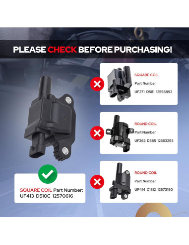 ENA Juego de 8 Bobinas de Encendido Cuadradas para Chevrolet y GMC