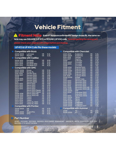 ENA Juego de 8 Bobinas de Encendido Cuadradas para Chevrolet y GMC