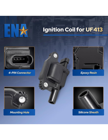 ENA Juego de 8 Bobinas de Encendido Cuadradas para Chevrolet y GMC