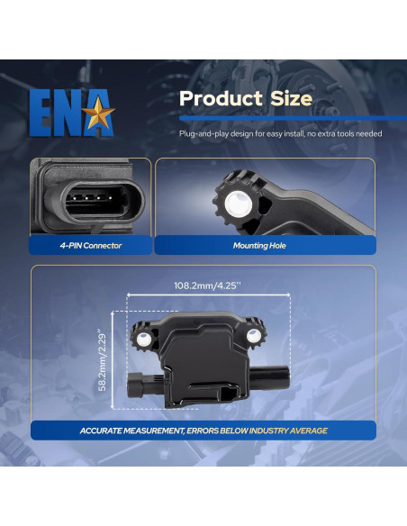 ENA Juego de 8 Bobinas de Encendido Cuadradas para Chevrolet y GMC