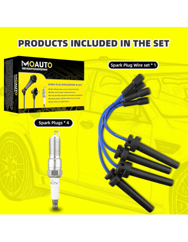Juego de 4 Bujías de Iridio y Cables MOAUTO 671-4079