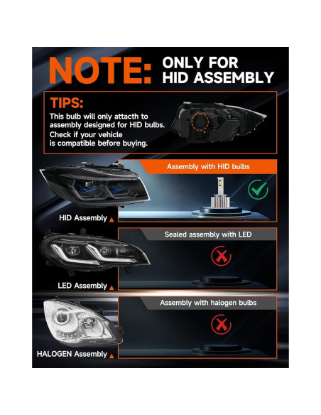 Bombillas Xenón D1S ZSTOPCL 6000K 24000LM Paquete de 2