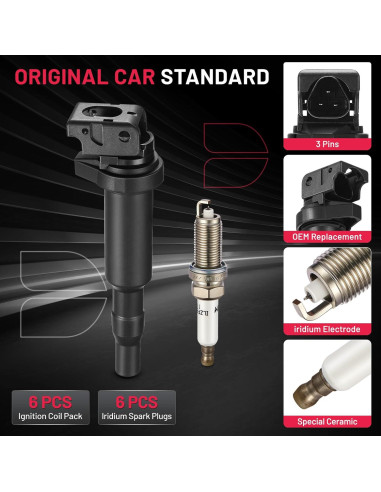 Bobinas de Encendido y Bujías BDFHYK para BMW 6 Piezas