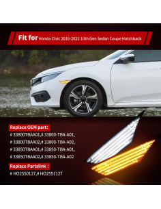 Luces de Marcador LED Lateral RIDLOG para Honda Civic 2016-2021 2