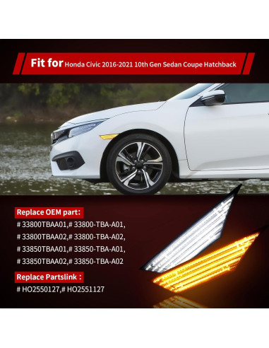 Luces de Marcador LED Lateral RIDLOG para Honda Civic 2016-2021