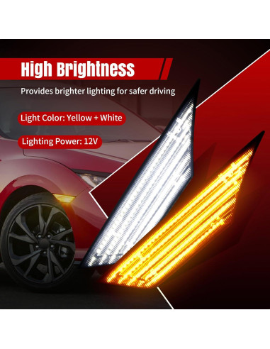 Luces de Marcador LED Lateral RIDLOG para Honda Civic 2016-2021