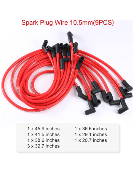 Juego de Cables de Bujía 10.5mm JDMSPEED para Chevrolet SBC/BBC