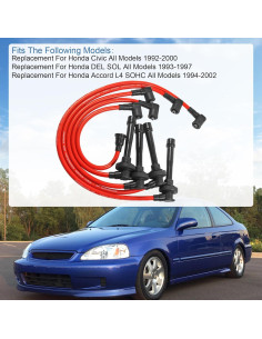 Cables de Bujía JDMSPEED Espiral 10.5mm para Honda Civic 92-00 2