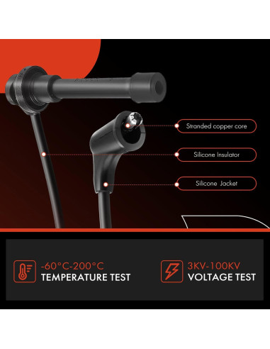 Juego de Cables de Bujía A-Premium Set de 4 para Acura y Honda