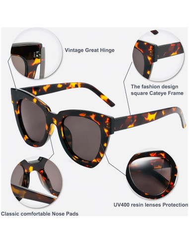 Gafas de sol ojo de gato Dulier UV400 carey y gris