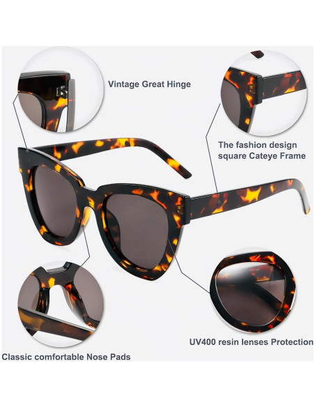 Gafas de sol ojo de gato Dulier UV400 carey y gris Gafas de sol ojo de gato Dulier UV400 carey y gris