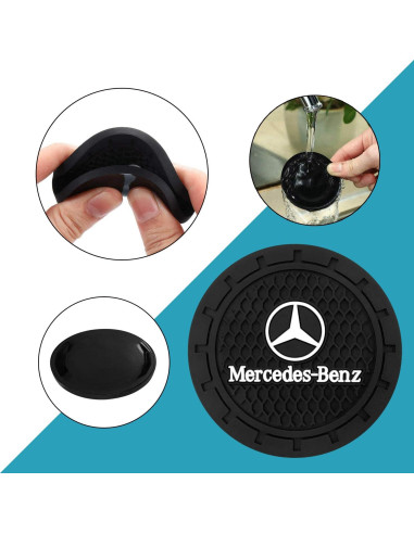 Posavasos de Silicona Antideslizante para Coche Genérico Negro 2P