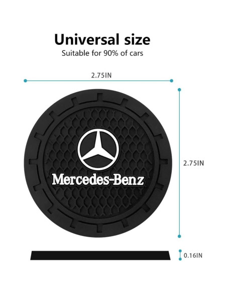 Posavasos de Silicona Antideslizante para Coche Genérico Negro 2P