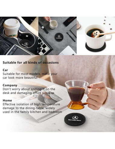 Posavasos de Silicona Antideslizante para Coche Genérico Negro 2P