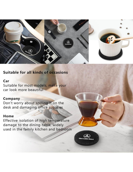 Posavasos de Silicona Antideslizante para Coche Genérico Negro 2P