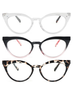 Gafas de Lectura Cat Eye DXYXYO 3 Pares con Bloqueo Luz Azul