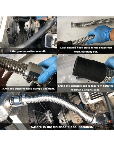 Kit de Manguera de Radiador Flexible WENJTP 121.92 cm Acero Inoxidable