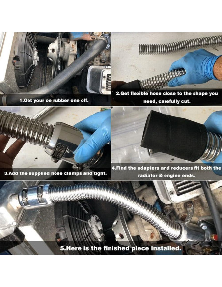 Kit de Manguera de Radiador Flexible WENJTP 121.92 cm Acero Inoxidable
