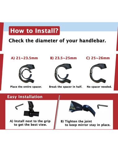 Espejo de Manillar Hafny HF-M958LS-FR01 95mm Ajustable