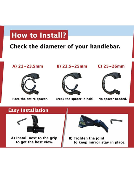 Espejo de Manillar Hafny HF-M958LS-FR01 95mm Ajustable