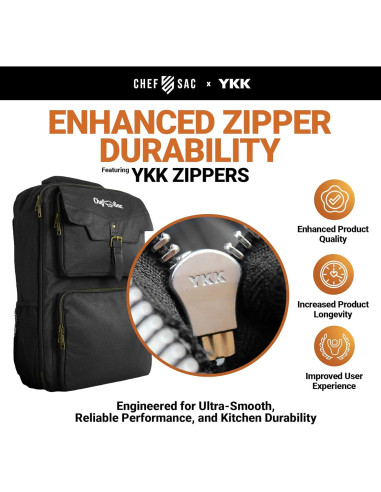 Mochila de Chef Chef Sac CS-1034-BLK Resistente al Agua 21+ Bolsillos