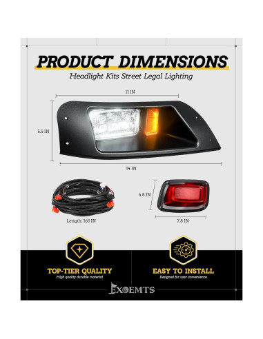 Kit de Faros LED y Luces Traseras EXOEMTS para Carro de Golf 1996-2013