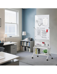 Pizarra Blanca Magnética Móvil Mifuro 101.6x71.1cm Doble Cara 2
