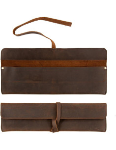 Funda de Cuchillo de Chef de Cuero Qchengsan Marrón Individual 2