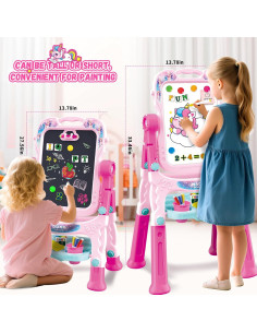 Caballete de Arte Ajustable Rosa para Niños 3-5 Años - Doble Cara 2