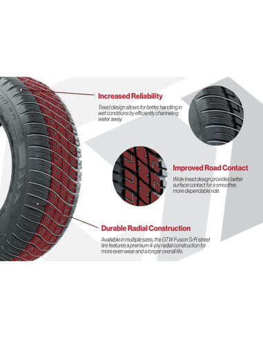 Neumático Radial GTW Fusión S/R 205/65-R10 para Carro de Golf