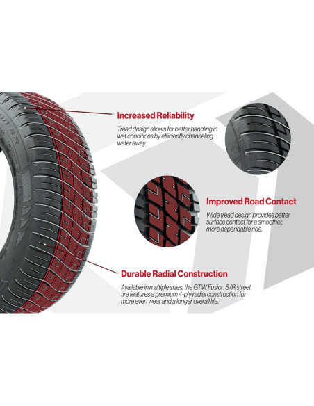 Neumático Radial GTW Fusión S/R 205/65-R10 para Carro de Golf