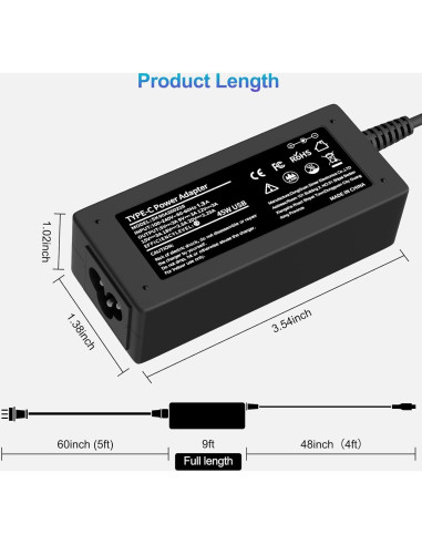 Cargador USB C 45W Dell para Chromebook y Laptop - Adaptador Rápido