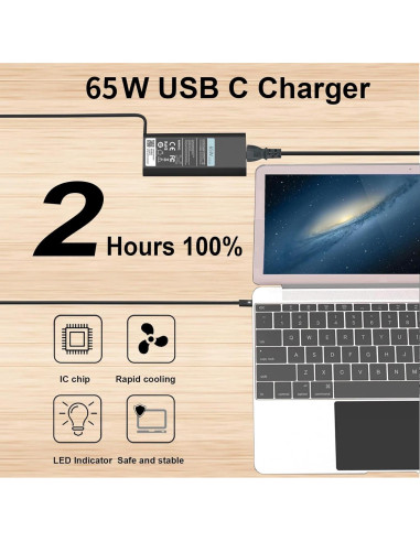 Cargador USB-C 65W Dell Adaptador de Corriente para Laptop
