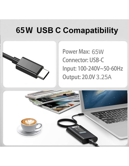 Cargador USB-C 65W Dell Adaptador de Corriente para Laptop