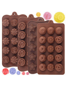 4 Moldes de Silicona para Chocolate YIMINGMOLD Flores