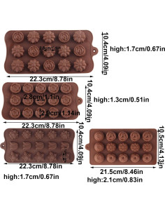 4 Moldes de Silicona para Chocolate YIMINGMOLD Flores 2