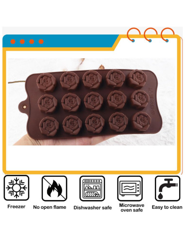 4 Moldes de Silicona para Chocolate YIMINGMOLD Flores