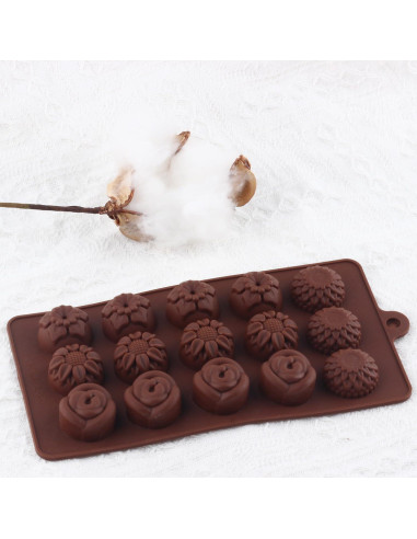 4 Moldes de Silicona para Chocolate YIMINGMOLD Flores