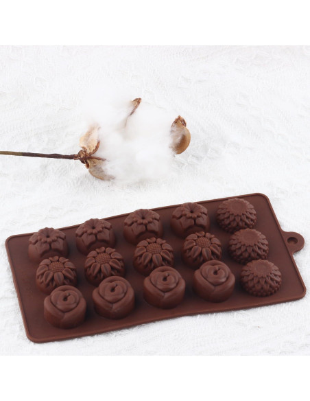 4 Moldes de Silicona para Chocolate YIMINGMOLD Flores