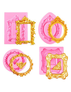 4 Moldes de Silicona para Marco de Foto JJUNW - Rosa