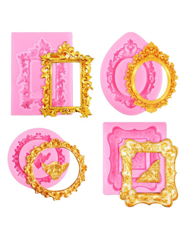 4 Moldes de Silicona para Marco de Foto JJUNW - Rosa