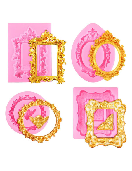 4 Moldes de Silicona para Marco de Foto JJUNW - Rosa
