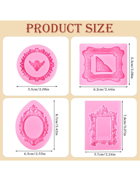 4 Moldes de Silicona para Marco de Foto JJUNW - Rosa