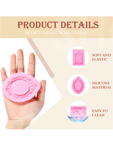 4 Moldes de Silicona para Marco de Foto JJUNW - Rosa