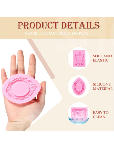 4 Moldes de Silicona para Marco de Foto JJUNW - Rosa