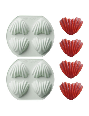 Set de 2 Moldes de Madeleine Corazón Fchil 8 Cavidades Silicona