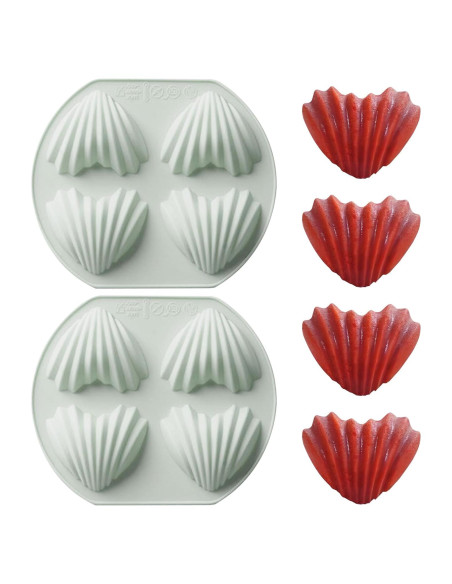Set de 2 Moldes de Madeleine Corazón Fchil 8 Cavidades Silicona