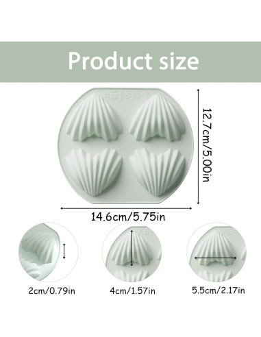 Set de 2 Moldes de Madeleine Corazón Fchil 8 Cavidades Silicona